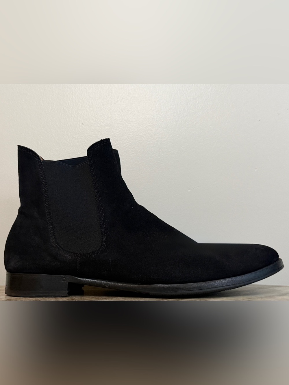 Ralph Lauren Purple Label Suede Chelsea Boots 13 D Black Italy Pull On $1500